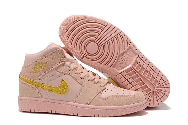 2019 Women Air Jordan 1 Retro Pink Yellow Shoes - Click Image to Close